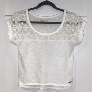 Women’s Hollister White Floral Lace Short Sleeve Top - Size S